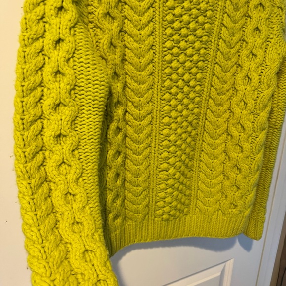 JOSEPH Lime Green Cable Knit Sweater Crewneck | M - Picture 3 of 5